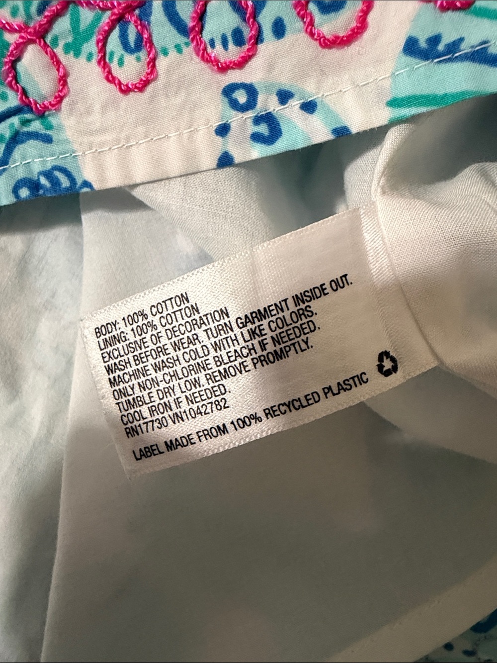 Lilly Pulitzer for Target White Dress with Teal, Turquoise & Pink Embroidery - Picture 8 of 10